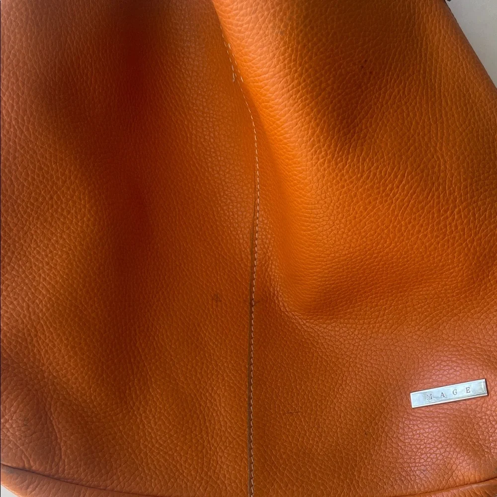 Chic‎ Orange Hobo Bag with Silver Accents
